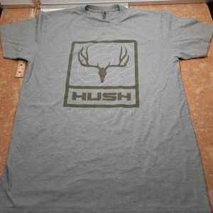Mens Medium T Shirt Hush Fishing And Hunting Gray